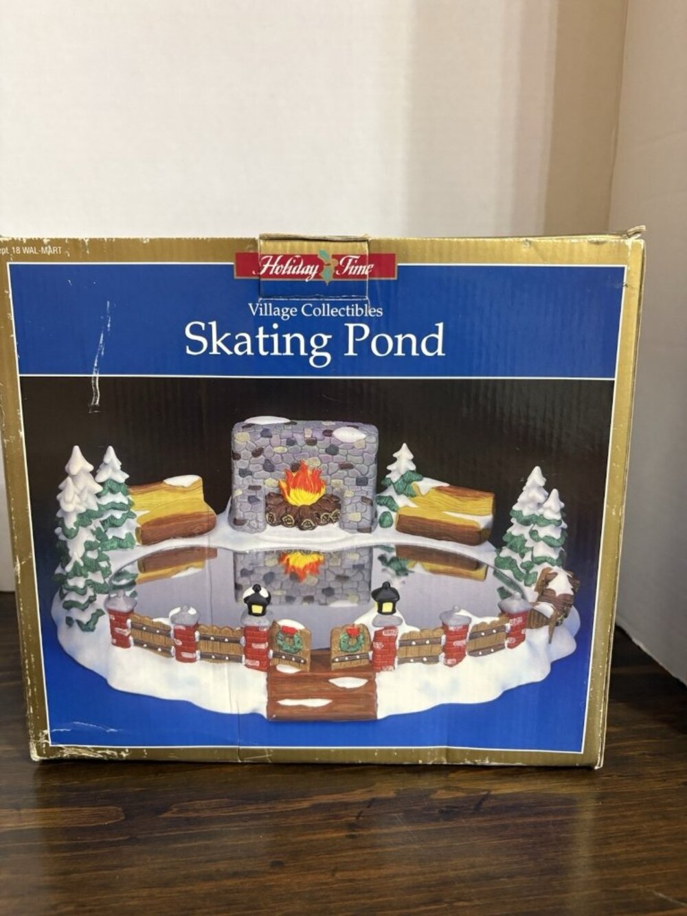 Vintage Christmas Holiday Time Village Collectibles Ceramic Skating Pond